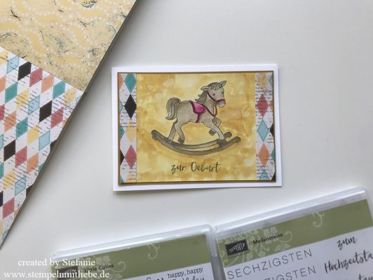 Karte zur Geburt mit dem „Hühott“ – Pferd aus dem Stempelset Little Cuties