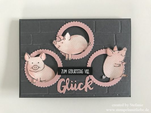 Geburtstagskarte mit dem Stempelset Glücksschweinchen