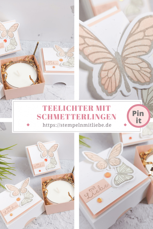 Teelichter mit Schmetterlingen - Anleitungen - Tutorial - Stempelset Floating & Flutterin - Blütenrosa - Verpackung