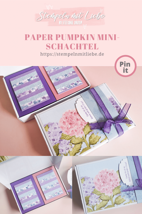 Paper Pumpkin Mini-Schachtel mit Designerpapier Hortensienpark - Stampin' Up! - Stempeln mit Liebe - Online Workshop April
